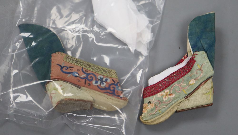 Two childs Chinese embroidered shoes